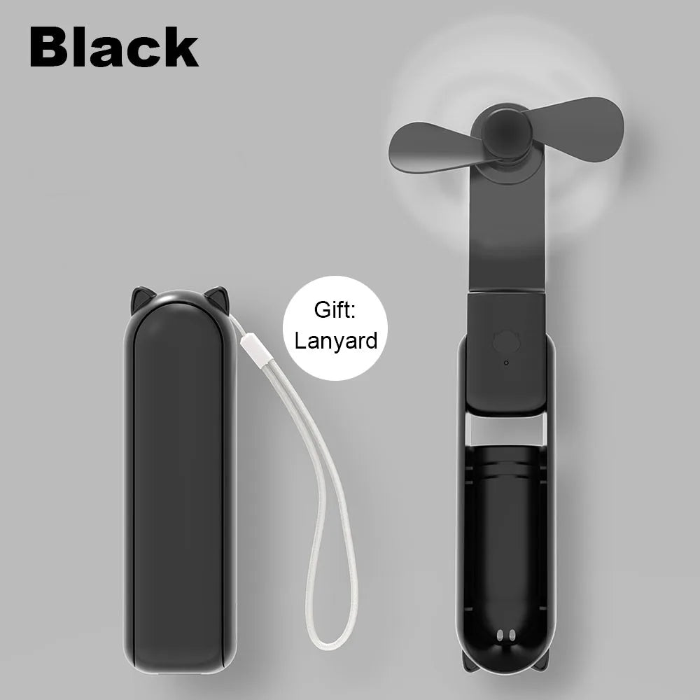 Mini Portable Rechargeable Handheld Fan with Power Bank