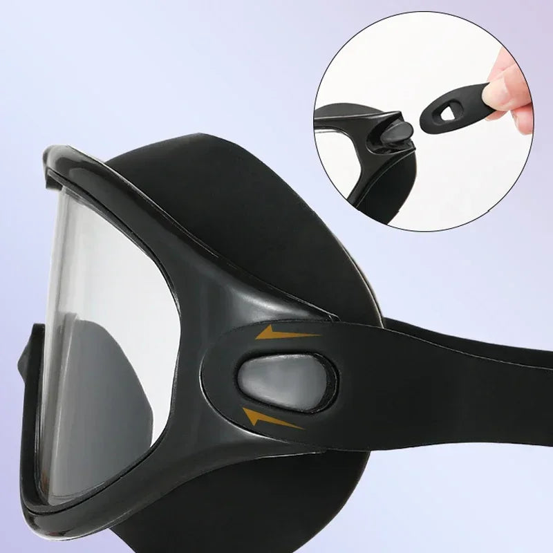 Big Frame Swimming Goggles Adults with Earplugs Swim Glasses Professional HD Anti-fog Goggles Silicone Eyewear Men Women