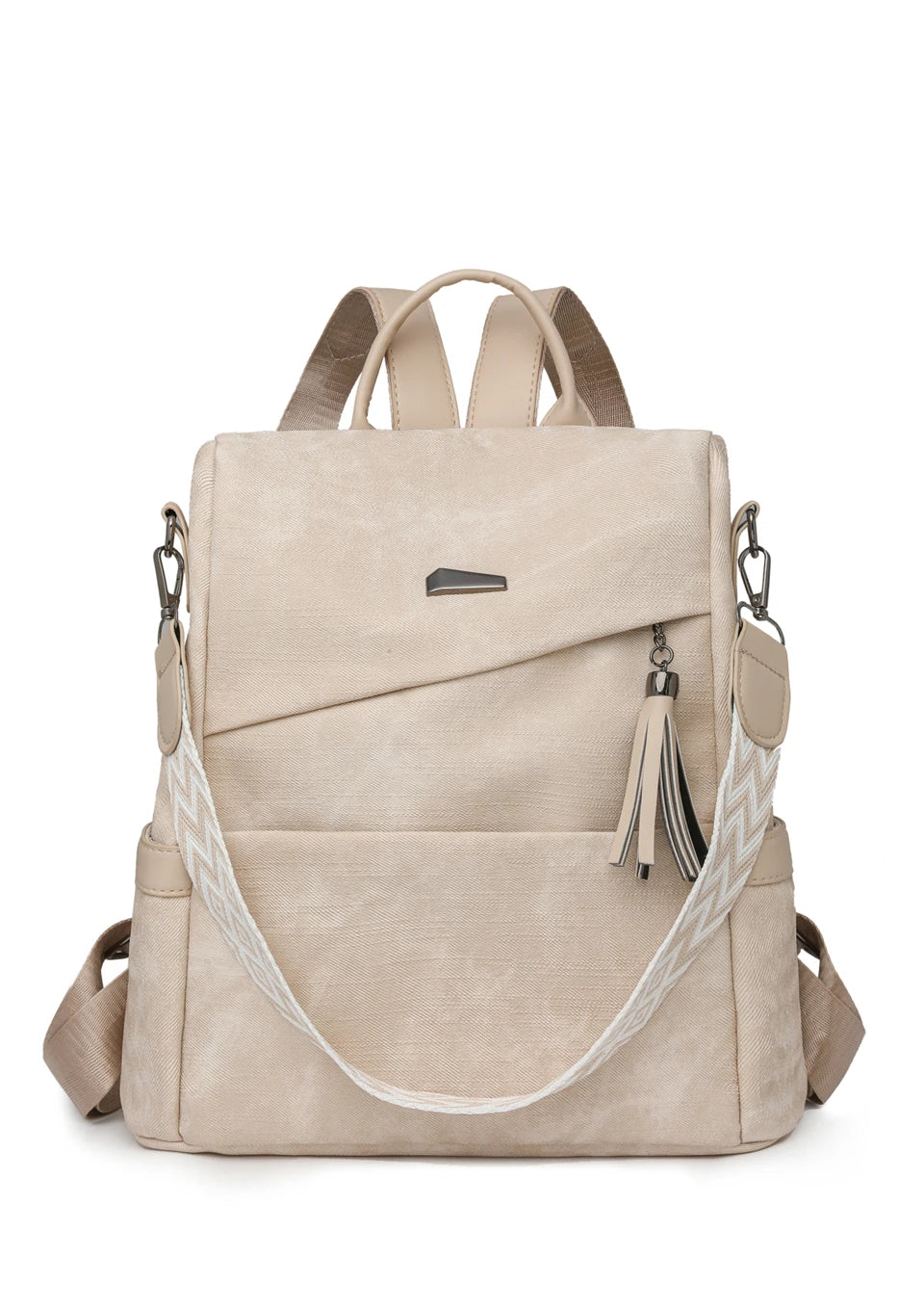 Women's PU Leather Backpack - Large Capacity Fashion Daypack with Tassel