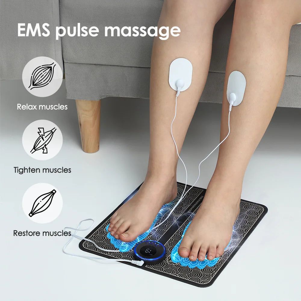CAMMUO EMS Foot Massager Pad | 8 Modes, 19 Levels, Wireless Remote — Just 15 Min a Day