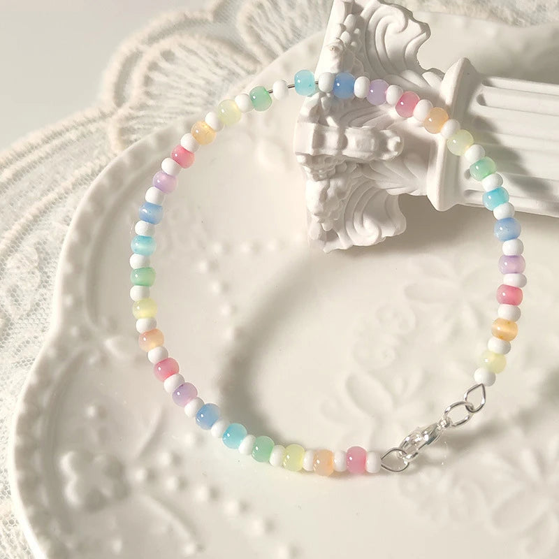 Rainbow Beaded Bracelet – Colorful Bohemian Style for Women & Girls