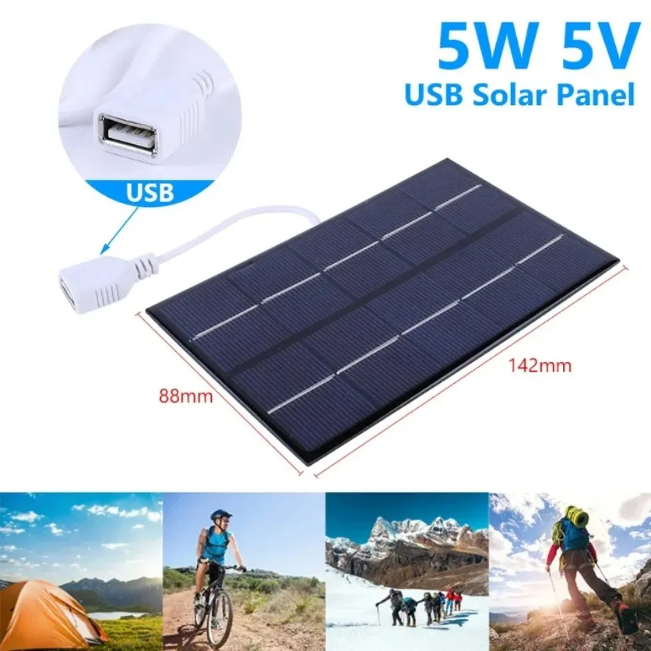 Portable Solar Panel USB Charger - Waterproof for Hiking & Camping