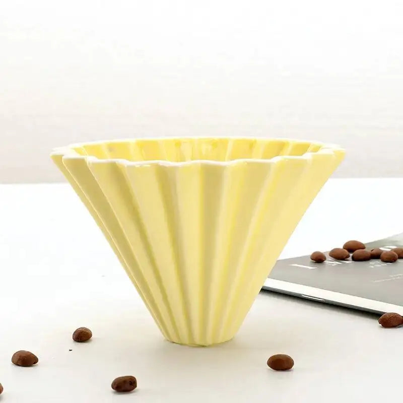 Ceramic Origami Pour-Over Coffee Dripper - Flower Shape Filter Cup