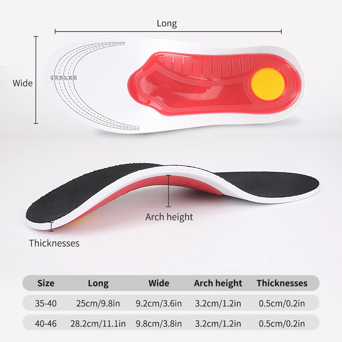 Arch Support EVA Shock Absorption Insoles, Black Breathable Mesh, for Men & Women, Flat Feet Insoles(1pairs)