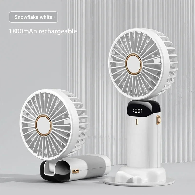 3-in-1 Neck Hanging & Handheld Fan with LED Display & Phone Stand