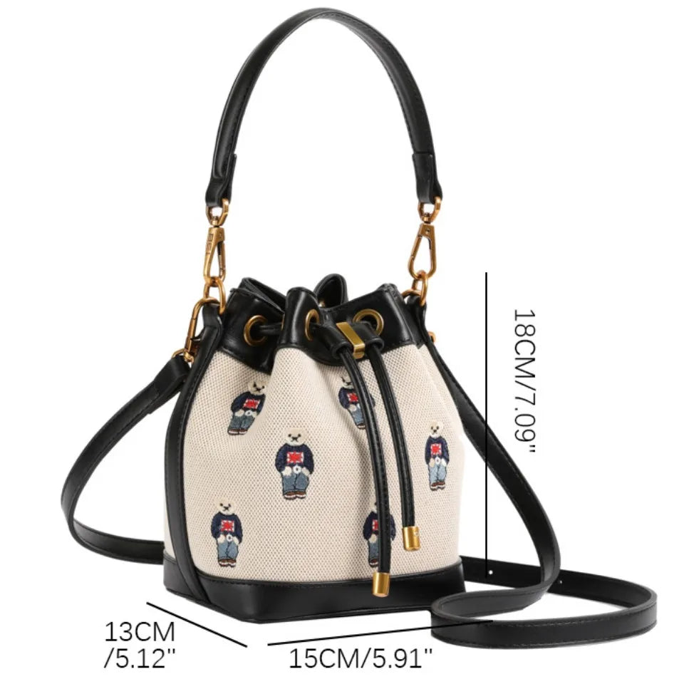 Women's Drawstring Bucket Crossbody Bag