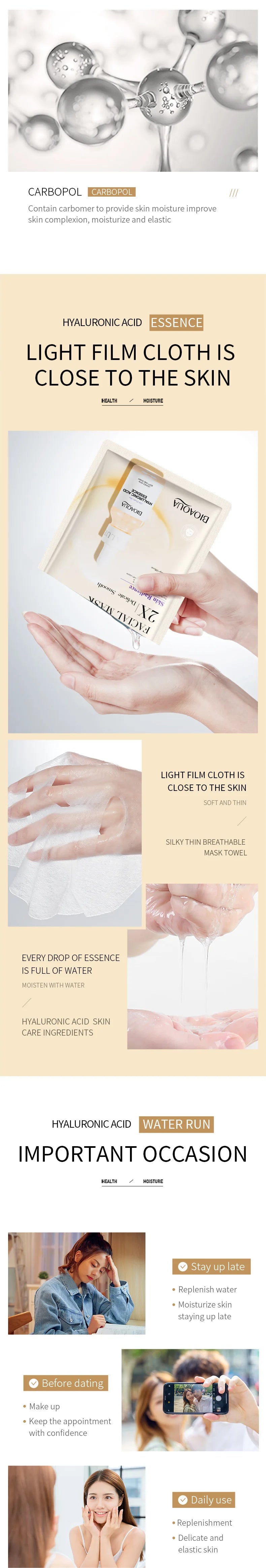 BIOAQUA 20-Piece Facial Sheet Mask Set - Vitamin C, Collagen, Hyaluronic Acid & More