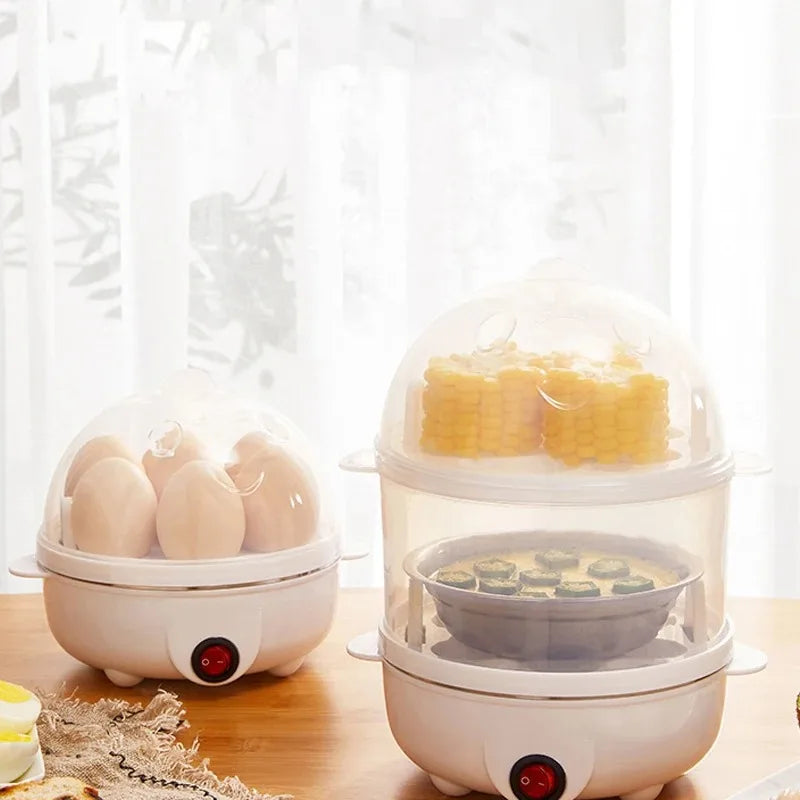Electric Egg Cooker & Steamer | Single or Double Layer | 360° Rapid Steam | Mini Breakfast Machine