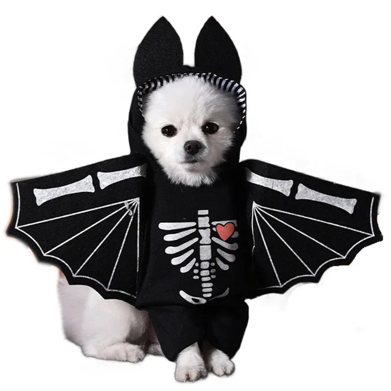 3-Piece Halloween Dog Cosplay Costume Set with Wig Hat & Prop