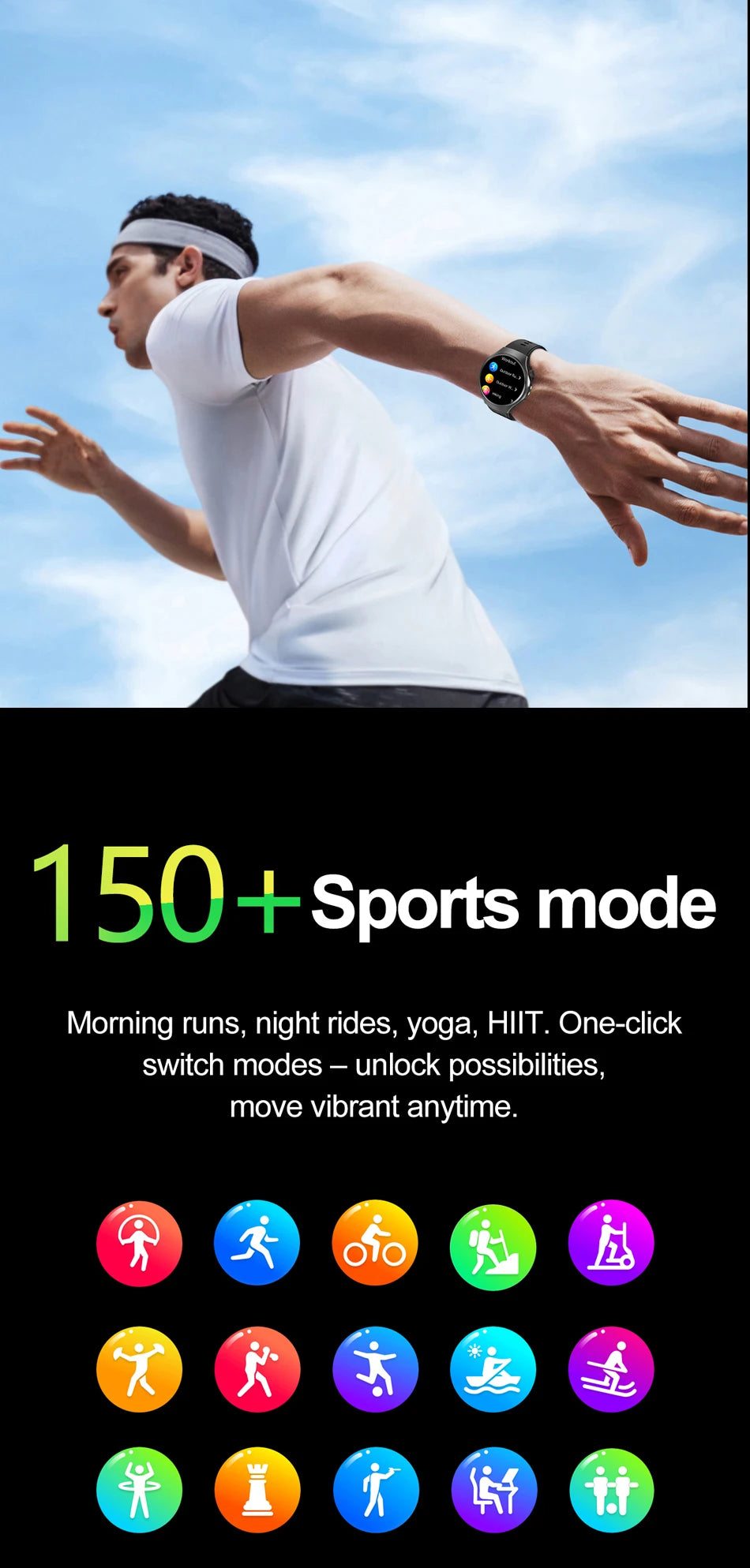 ChiBear Smartwatch - Bluetooth Calling, IP68, Heart Rate, 150+ Sports Modes