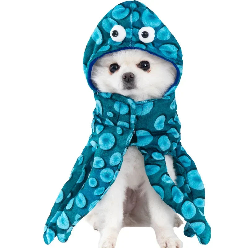 3-Piece Halloween Dog Cosplay Costume Set with Wig Hat & Prop