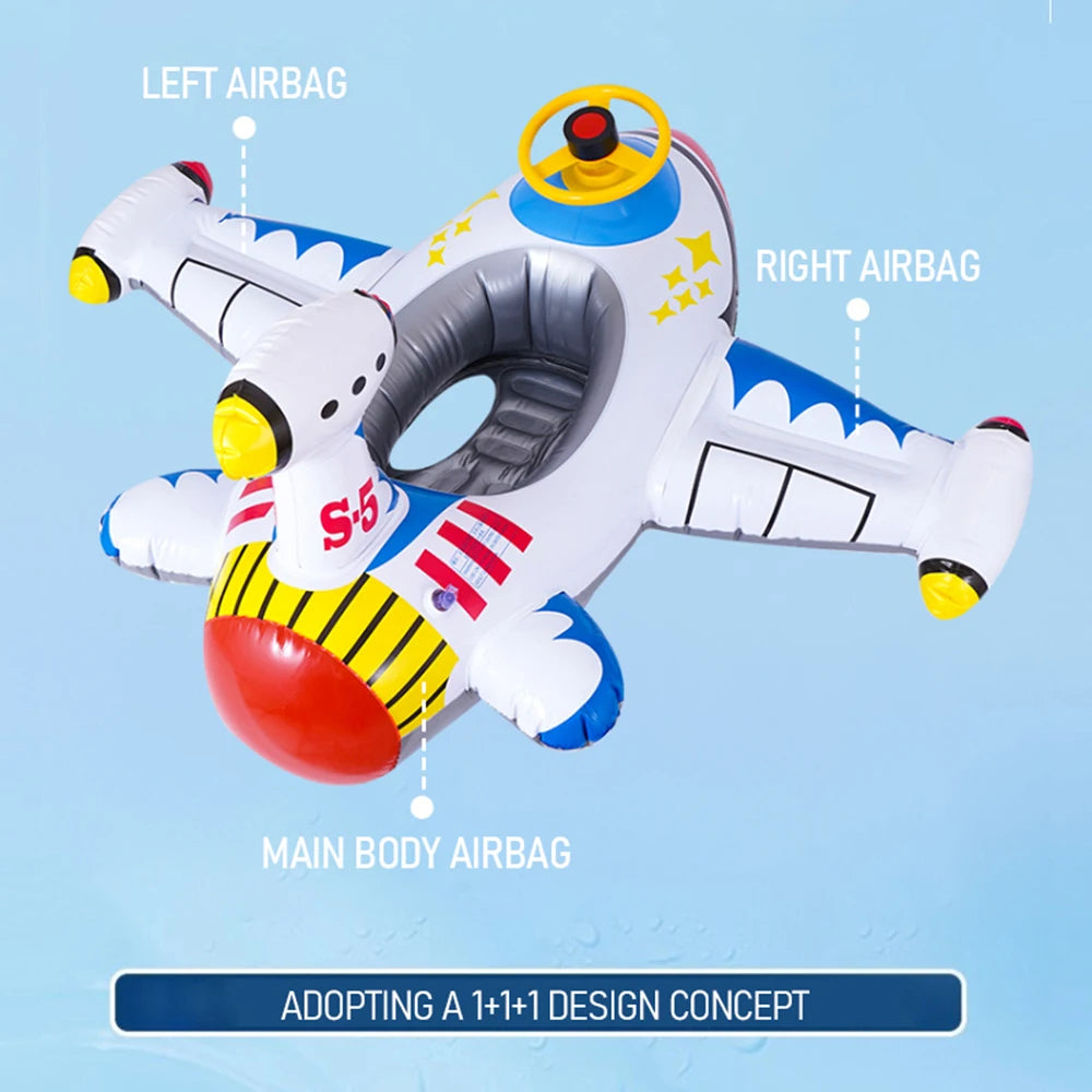 New Inflatable  Aircraft  Swimming Ring , Outdoor Water play toy with Steering wheels  Swimming Ring