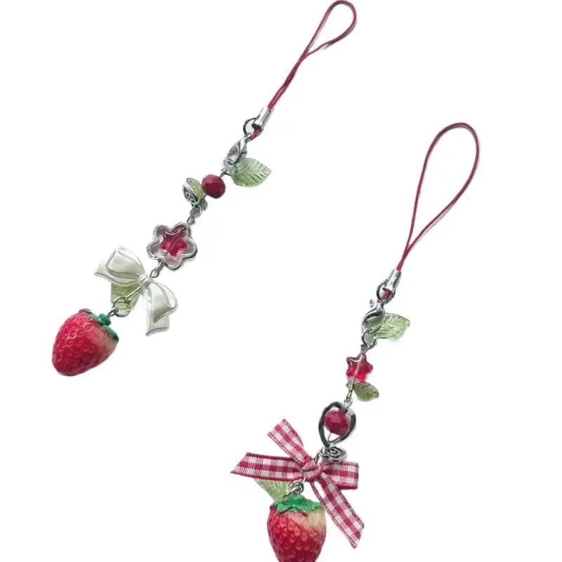 Y2K Love Star Strawberry Bow Charm Phone Chain & Key Ring