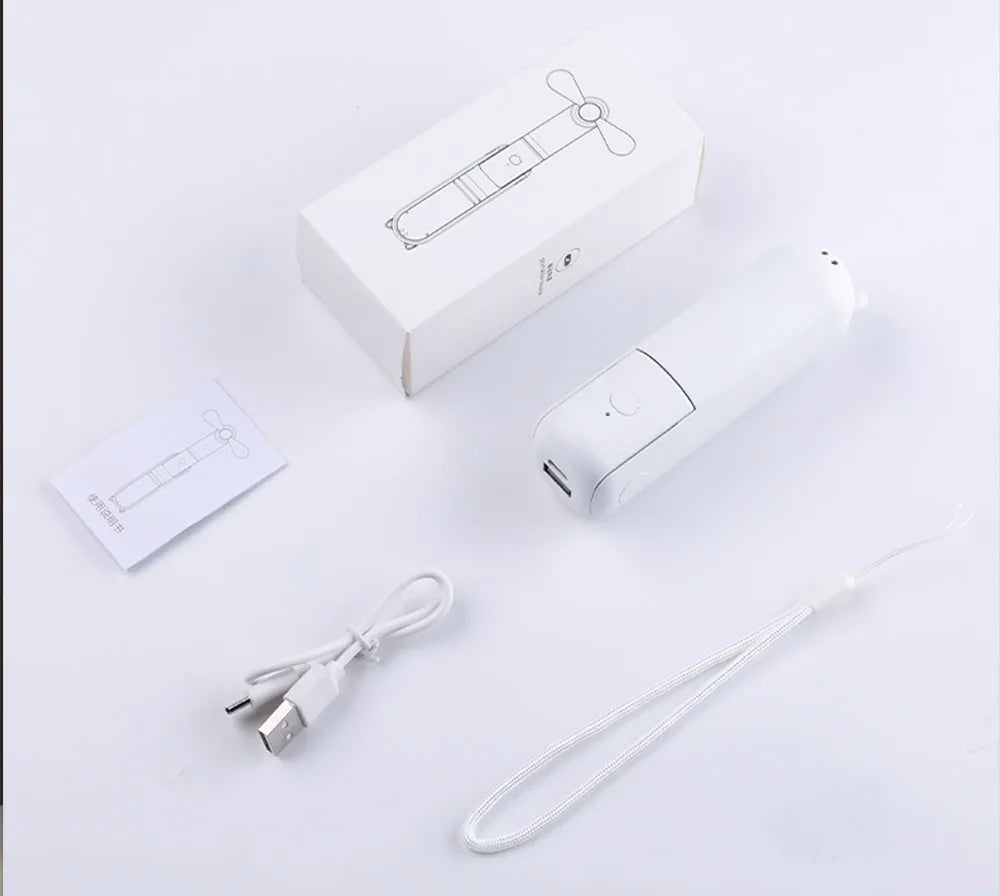 Mini Portable Rechargeable Handheld Fan with Power Bank