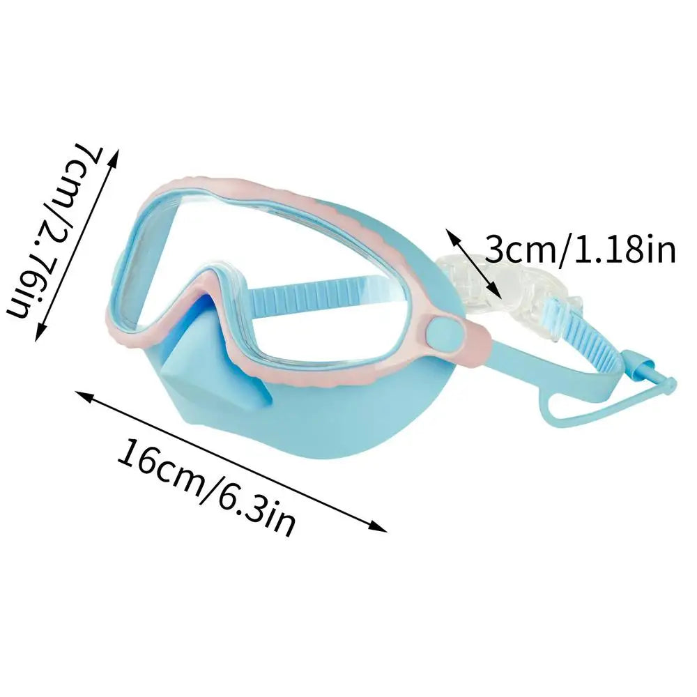 Goggles With Nose Cover Diving Glasses Anti-Fog No-Leak Clear Waterproof Snorkeling Goggles Gear For Children Kids Aged 4-15