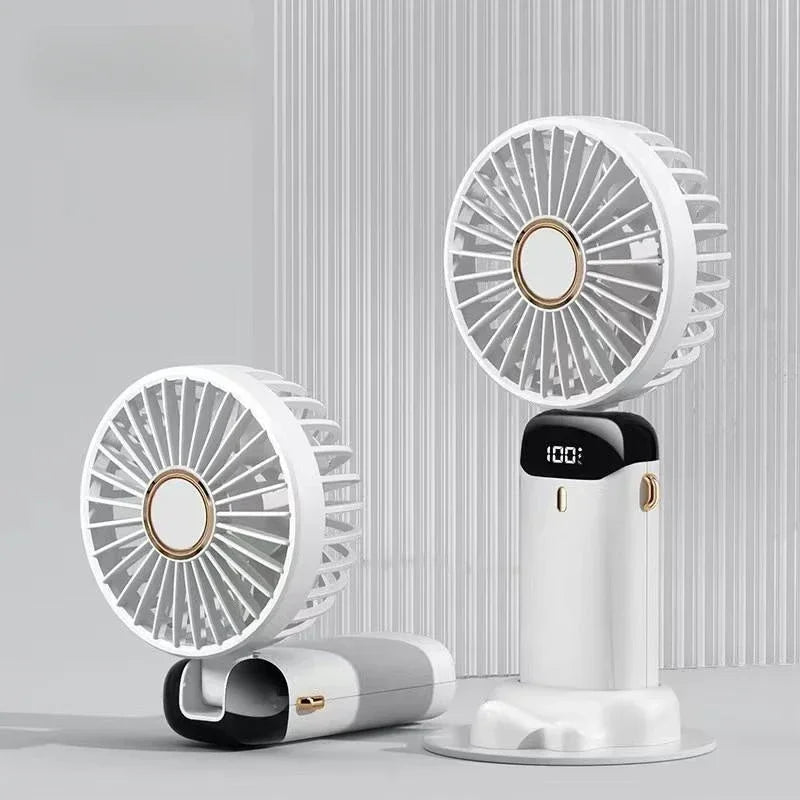5-Speed Rechargeable Handheld Fan with LED Display & Aromatherapy