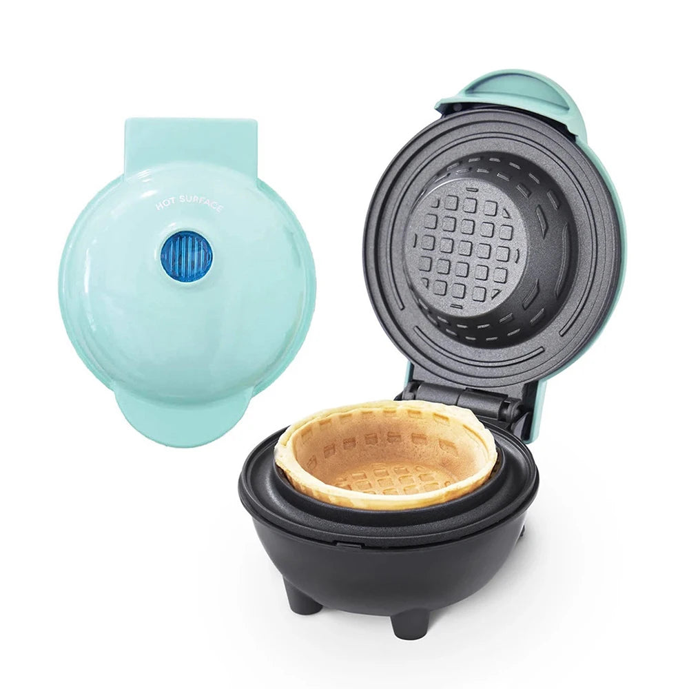 Mini Waffle Bowl Maker – 4-in-1 Breakfast Machine for Waffles, Egg Tarts, Ice Cream Bowls & Egg Rolls