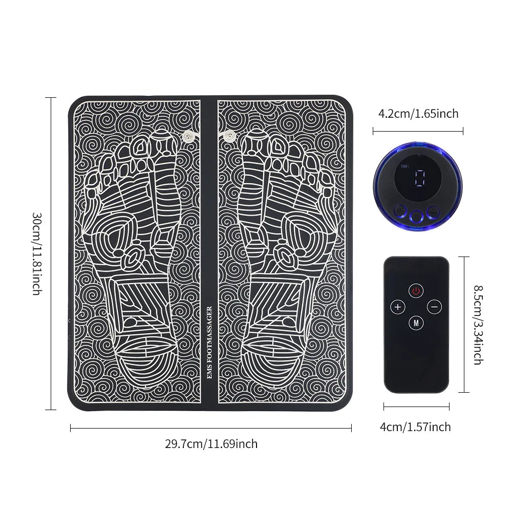 CAMMUO EMS Foot Massager Pad | 8 Modes, 19 Levels, Wireless Remote — Just 15 Min a Day