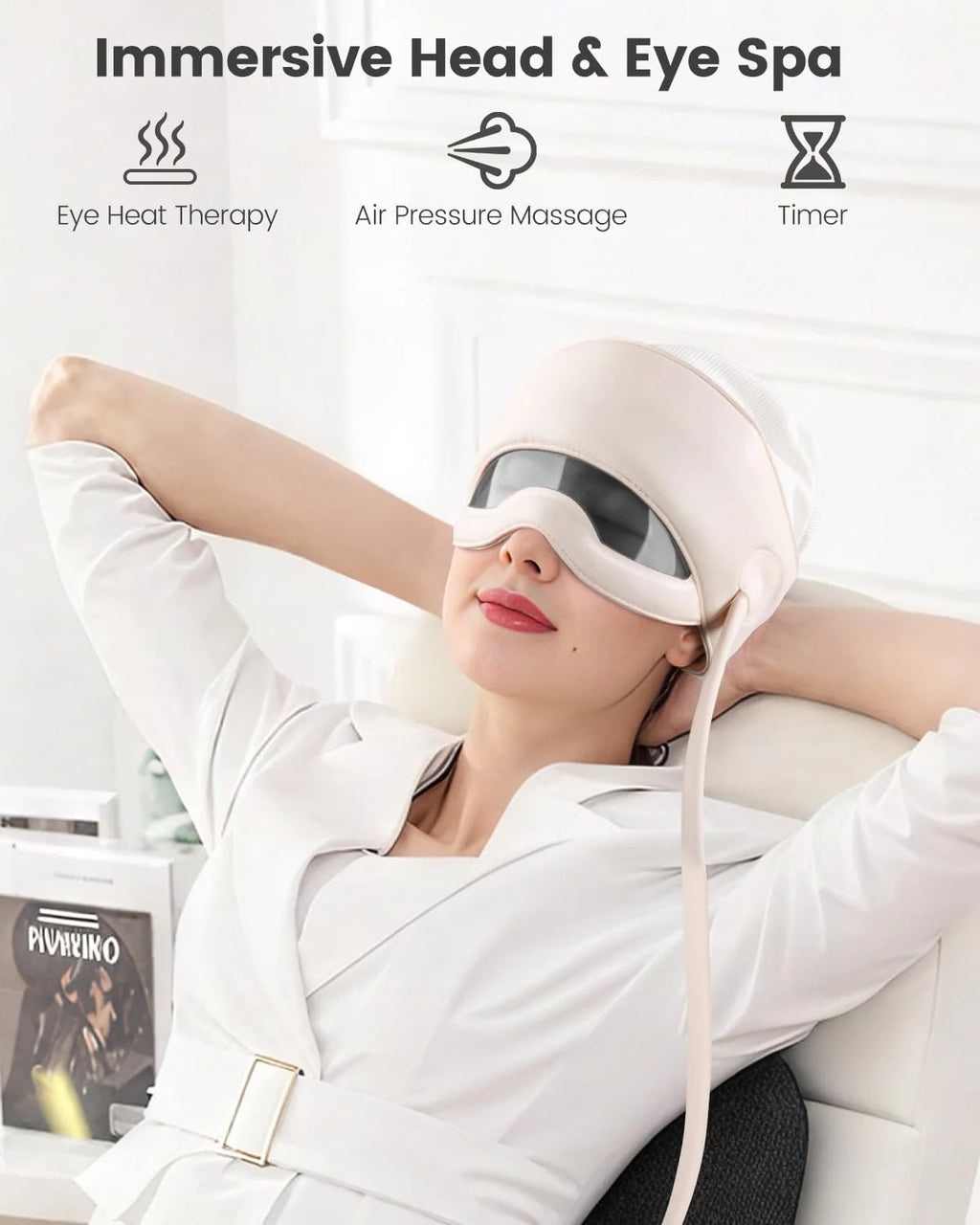 Head & Eye Massager with Heat | 3 Modes, 6-Level Warmth, Remote Control | Stress & Fatigue Relief