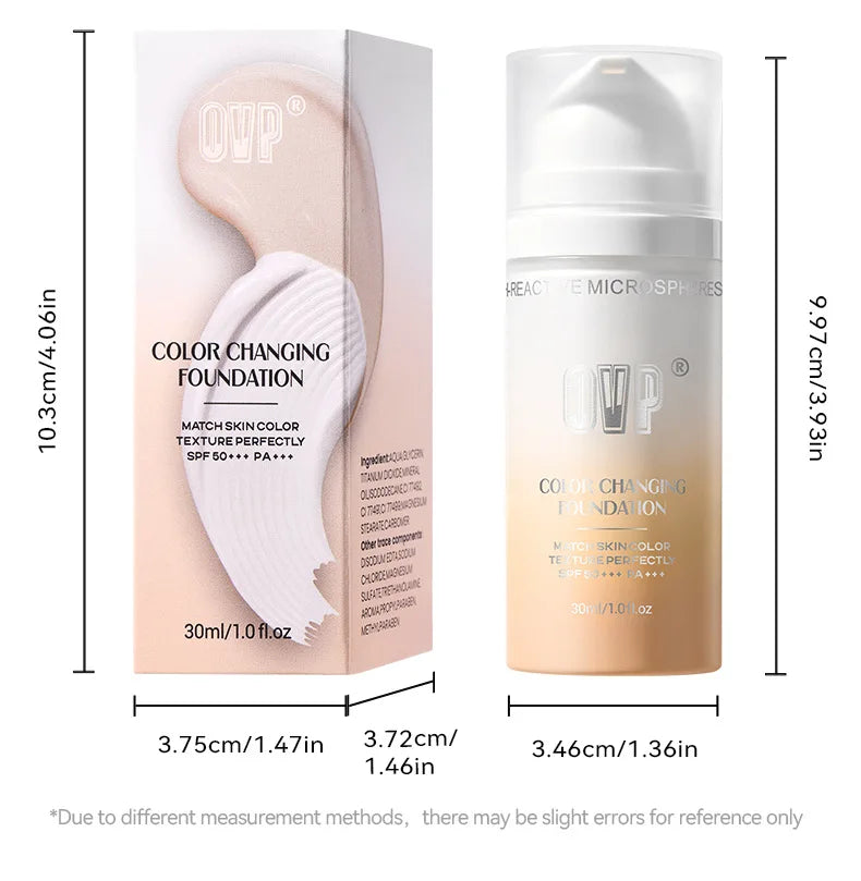 Color-Changing Sunscreen Foundation,Skin Tone Matching,All-Day Long-Lasting Wear,Perfect Base for Flawless Makeup