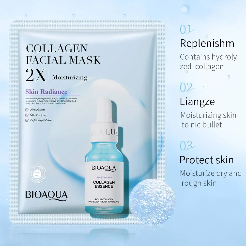 BIOAQUA 20-Piece Facial Sheet Mask Set - Vitamin C, Collagen, Hyaluronic Acid & More