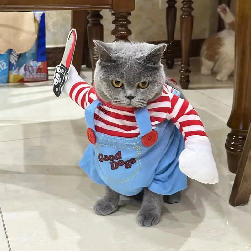Halloween Cosplay Jumpsuit for Cats & Small Dogs with Foam Prop