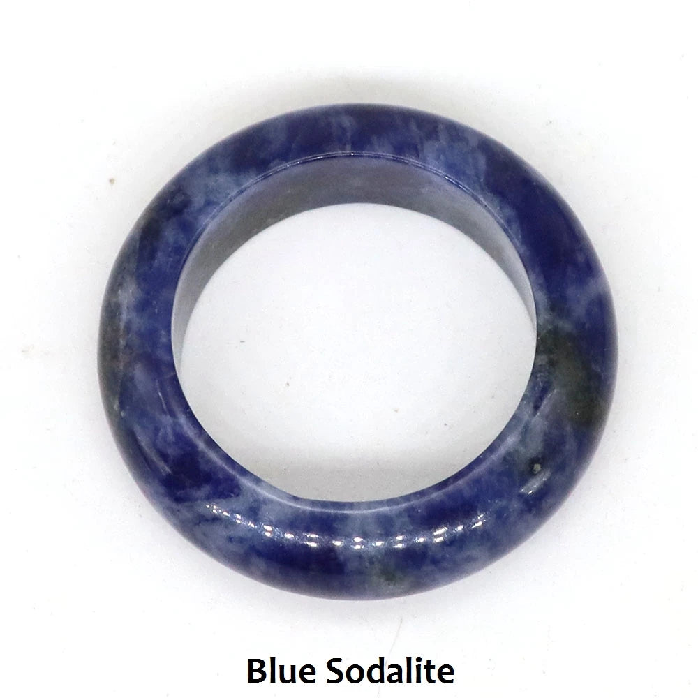 Natural Stone Crystal Band Rings for Women Men Amethyst Lapis Pink Quartz Agates Dainty Finger Ring Charm Jewelry Couple Gift
