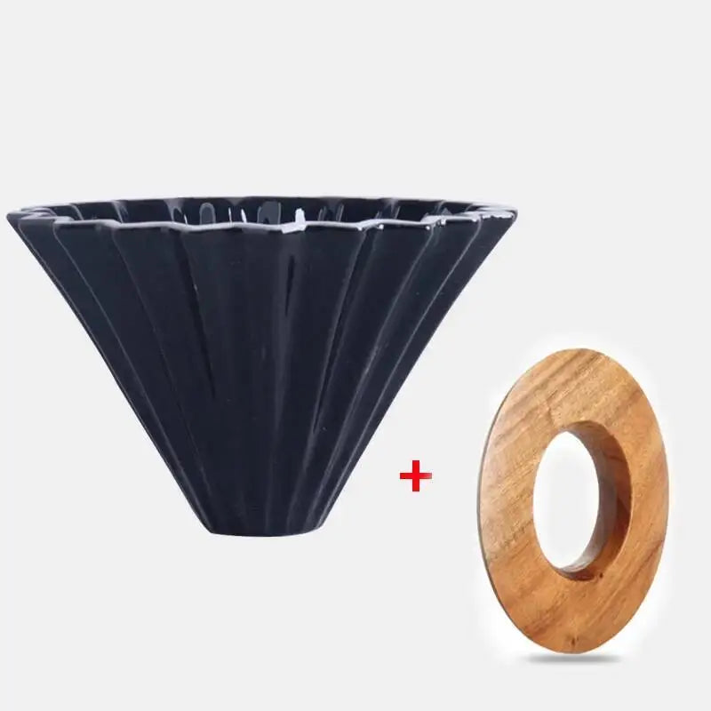 Ceramic Origami Pour-Over Coffee Dripper - Flower Shape Filter Cup