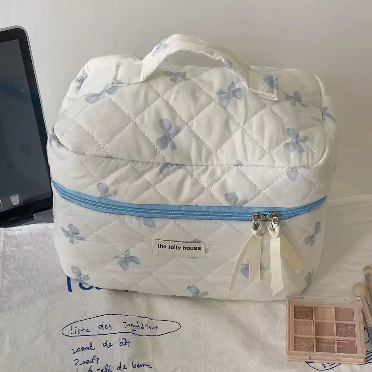 Large Capacity Bow Print Makeup Bag