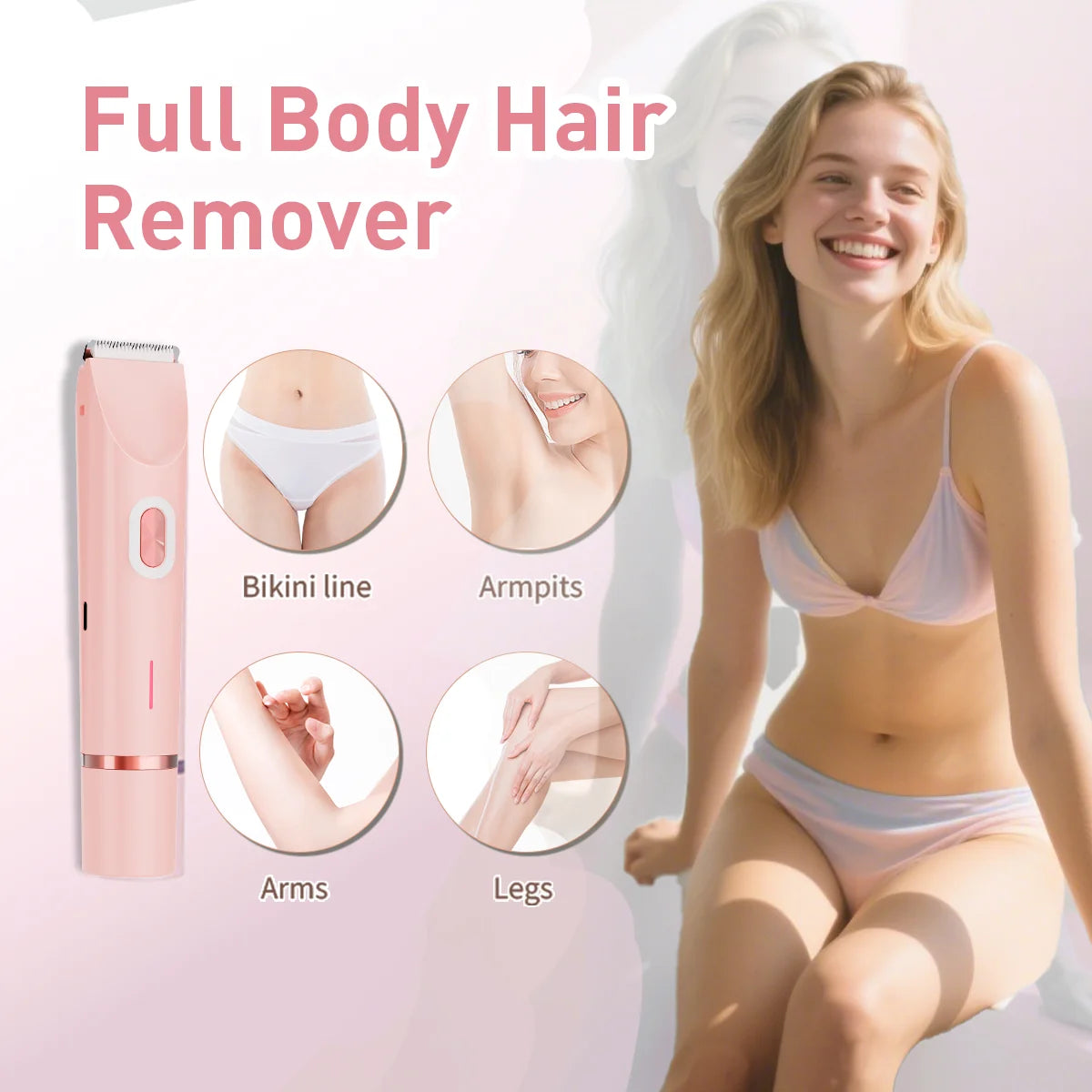 2-in-1 Electric Bikini Trimmer for Women – Painless, Waterproof & Rechargeable with Ceramic Blade
