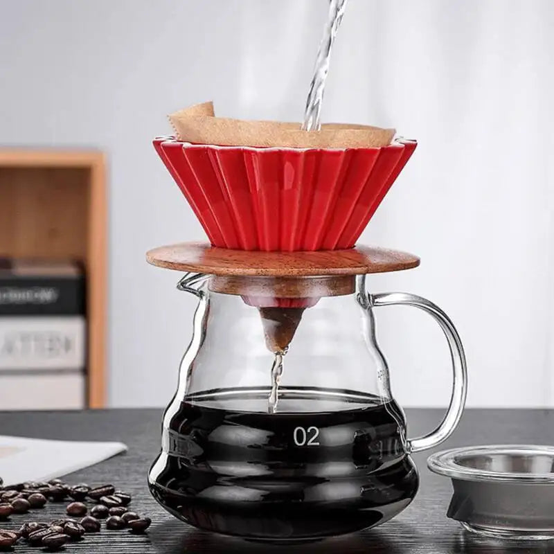 Ceramic Origami Pour-Over Coffee Dripper - Flower Shape Filter Cup