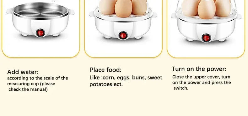 Electric Egg Cooker & Steamer | Single or Double Layer | 360° Rapid Steam | Mini Breakfast Machine