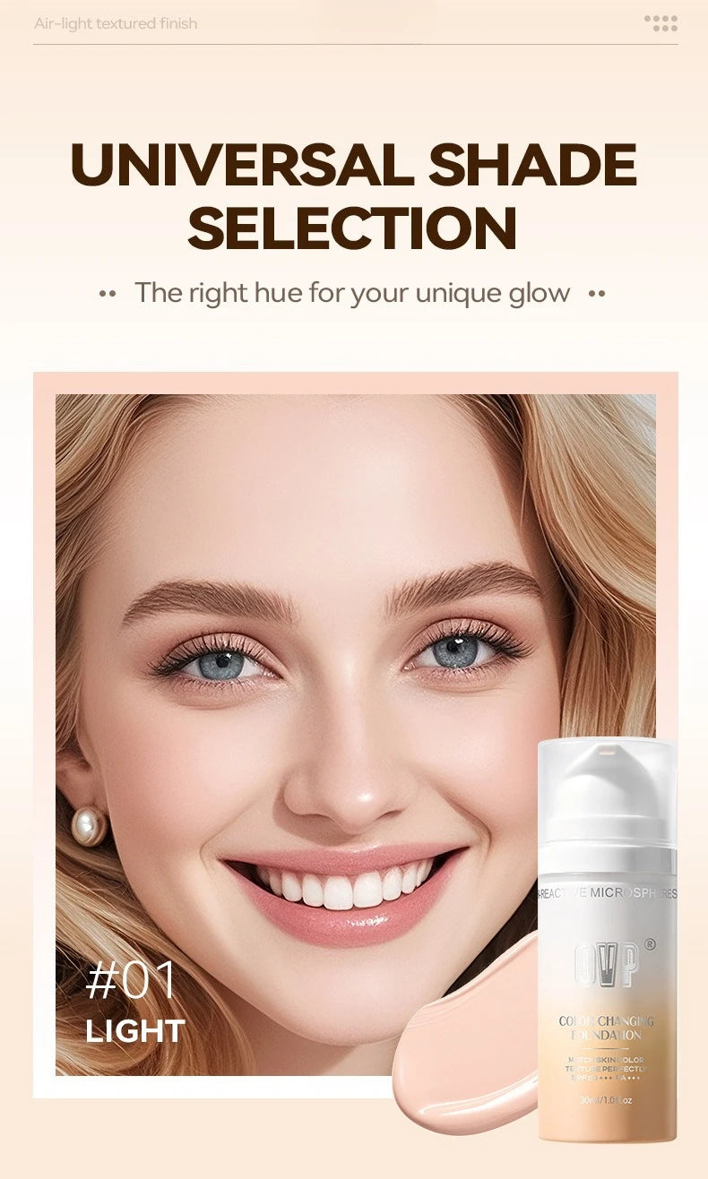 Color-Changing Sunscreen Foundation,Skin Tone Matching,All-Day Long-Lasting Wear,Perfect Base for Flawless Makeup