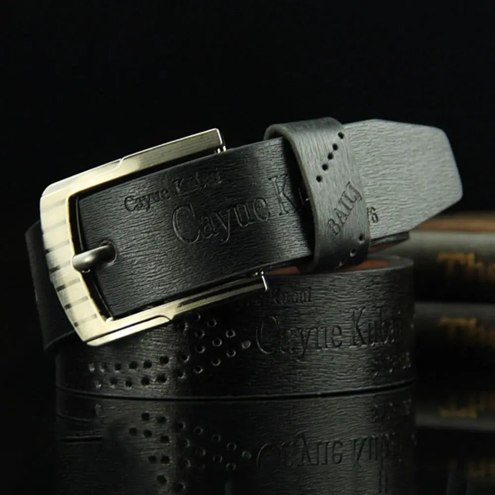 Men's Classic PU Leather Belt with Alloy Buckle