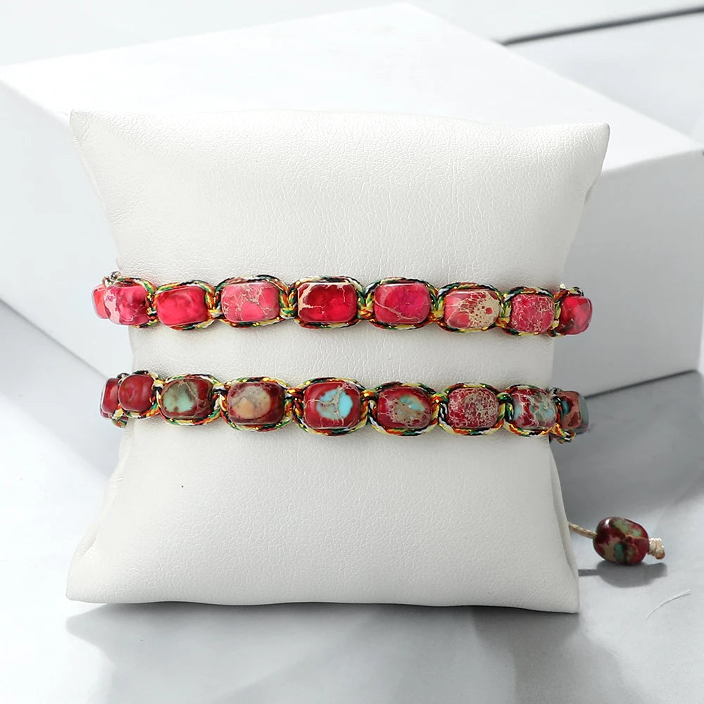 Imperial Stone Beaded Bracelet – Handmade Braided Friendship Jewelry for Women & Men