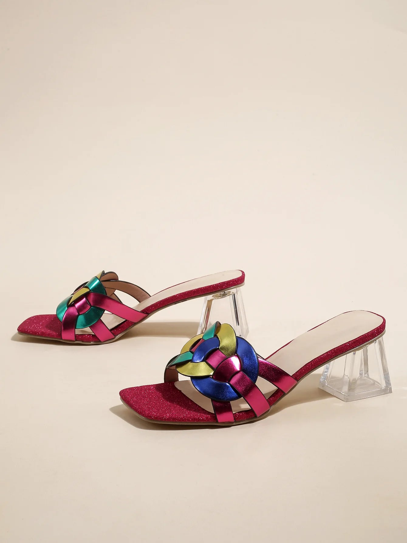 Women's Square Toe Mid-Heel Strappy Sandals