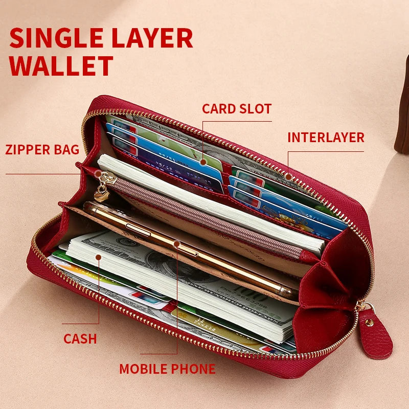GERUOLA Genuine Leather RFID Blocking Long Wallet