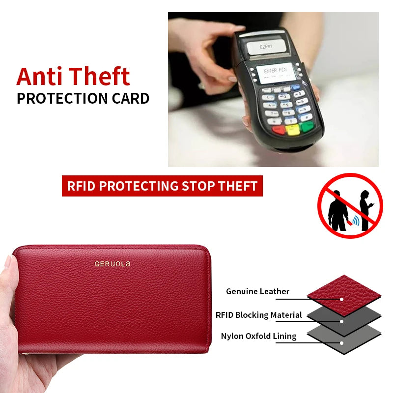 GERUOLA Genuine Leather RFID Blocking Long Wallet