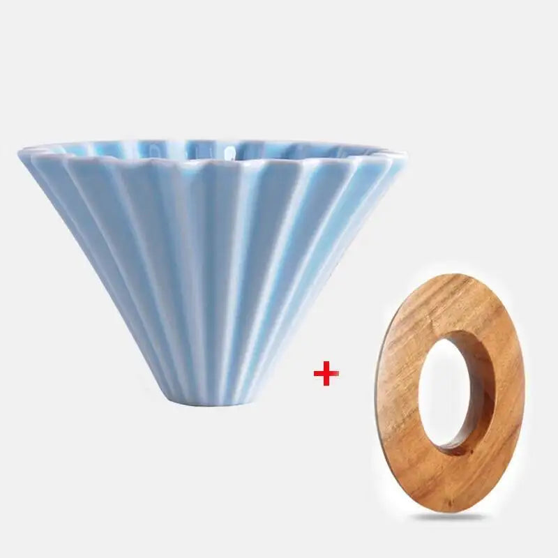 Ceramic Origami Pour-Over Coffee Dripper - Flower Shape Filter Cup
