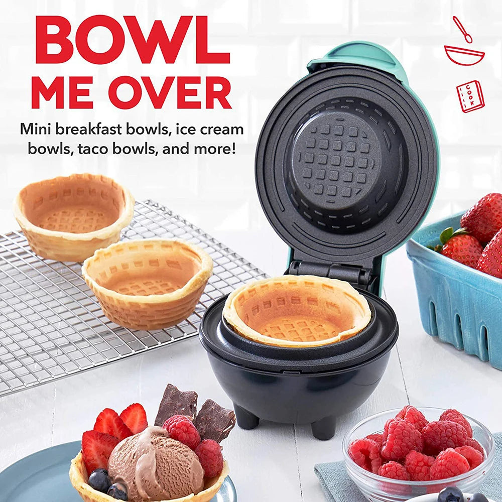 Mini Waffle Bowl Maker – 4-in-1 Breakfast Machine for Waffles, Egg Tarts, Ice Cream Bowls & Egg Rolls