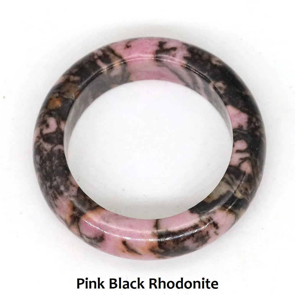 Natural Stone Crystal Band Rings for Women Men Amethyst Lapis Pink Quartz Agates Dainty Finger Ring Charm Jewelry Couple Gift