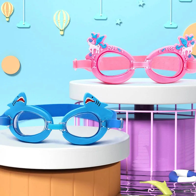 Cartoon Colorful Pony Children's Swimming Goggles Waterproof Anti Fog Adjustable Glasses