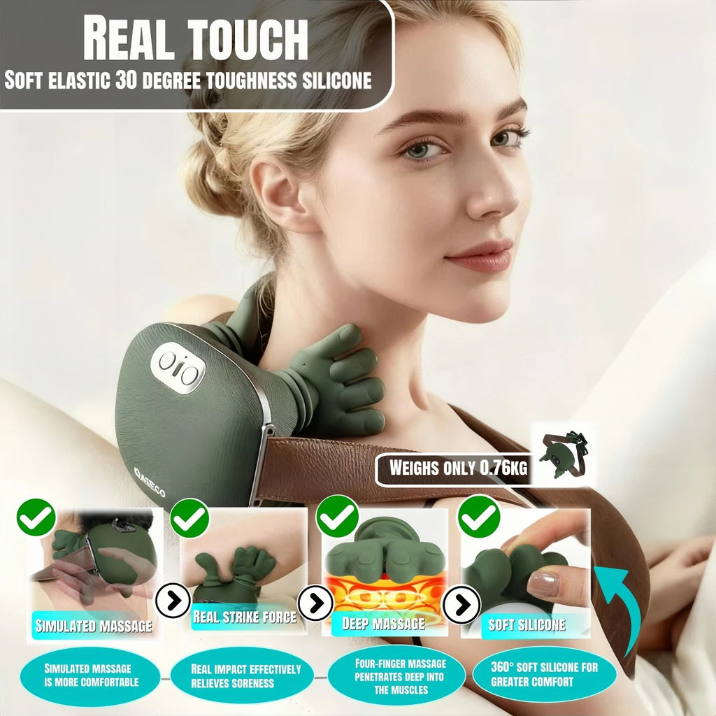 4D Shiatsu Neck & Shoulder Massager – Wireless Deep Tissue Relief with Heat