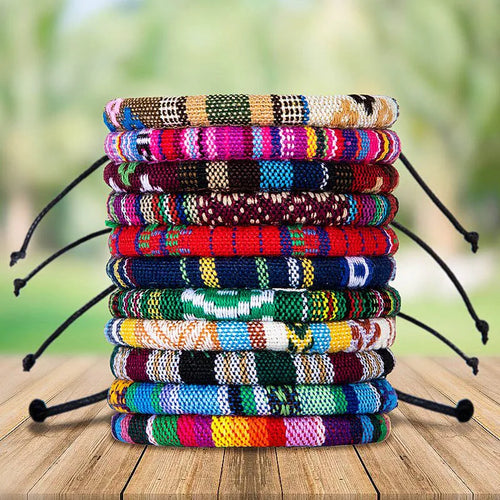 12-Piece Bohemian Bracelet Set – Adjustable Ethnic Style Bracelets for Women & Men