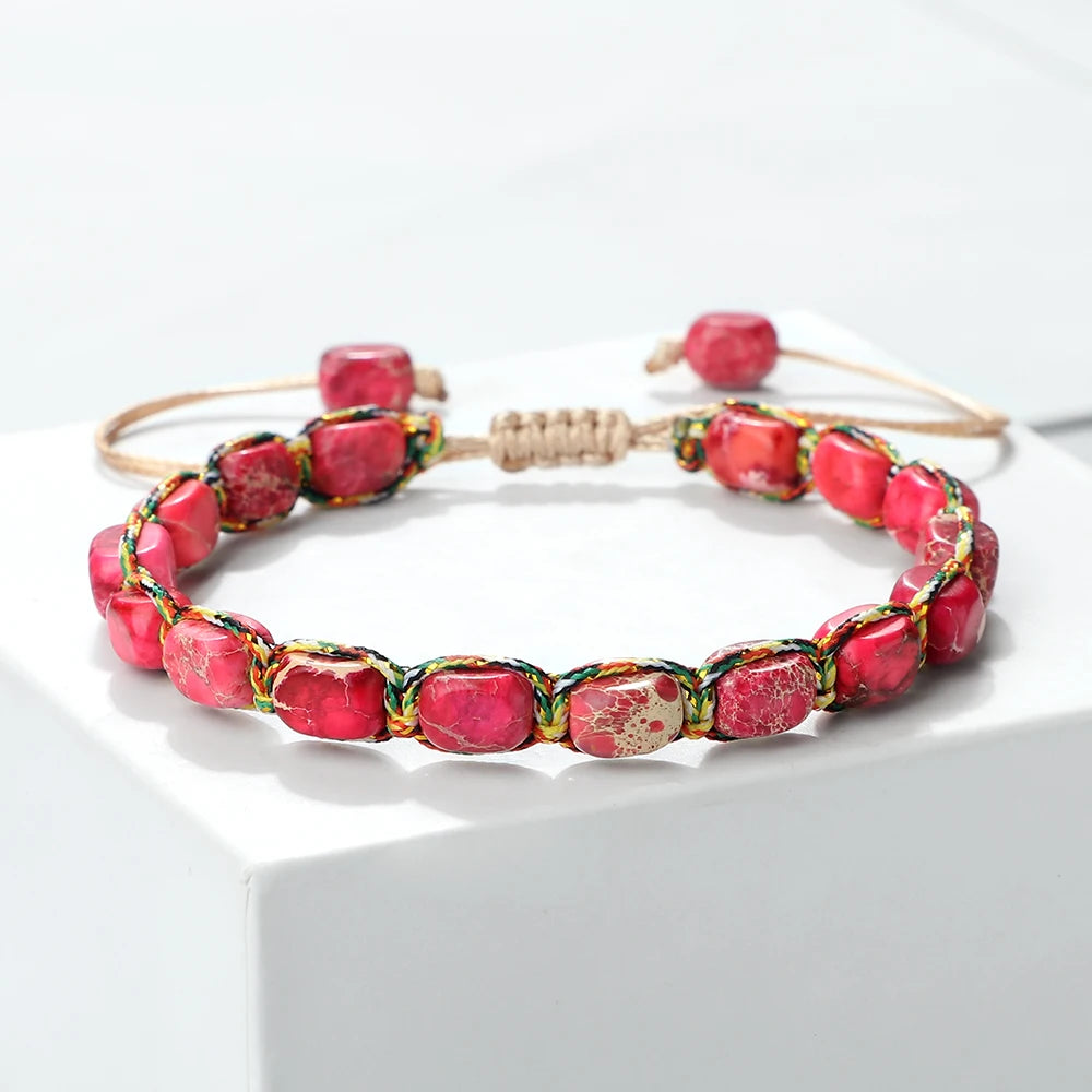 Imperial Stone Beaded Bracelet – Handmade Braided Friendship Jewelry for Women & Men