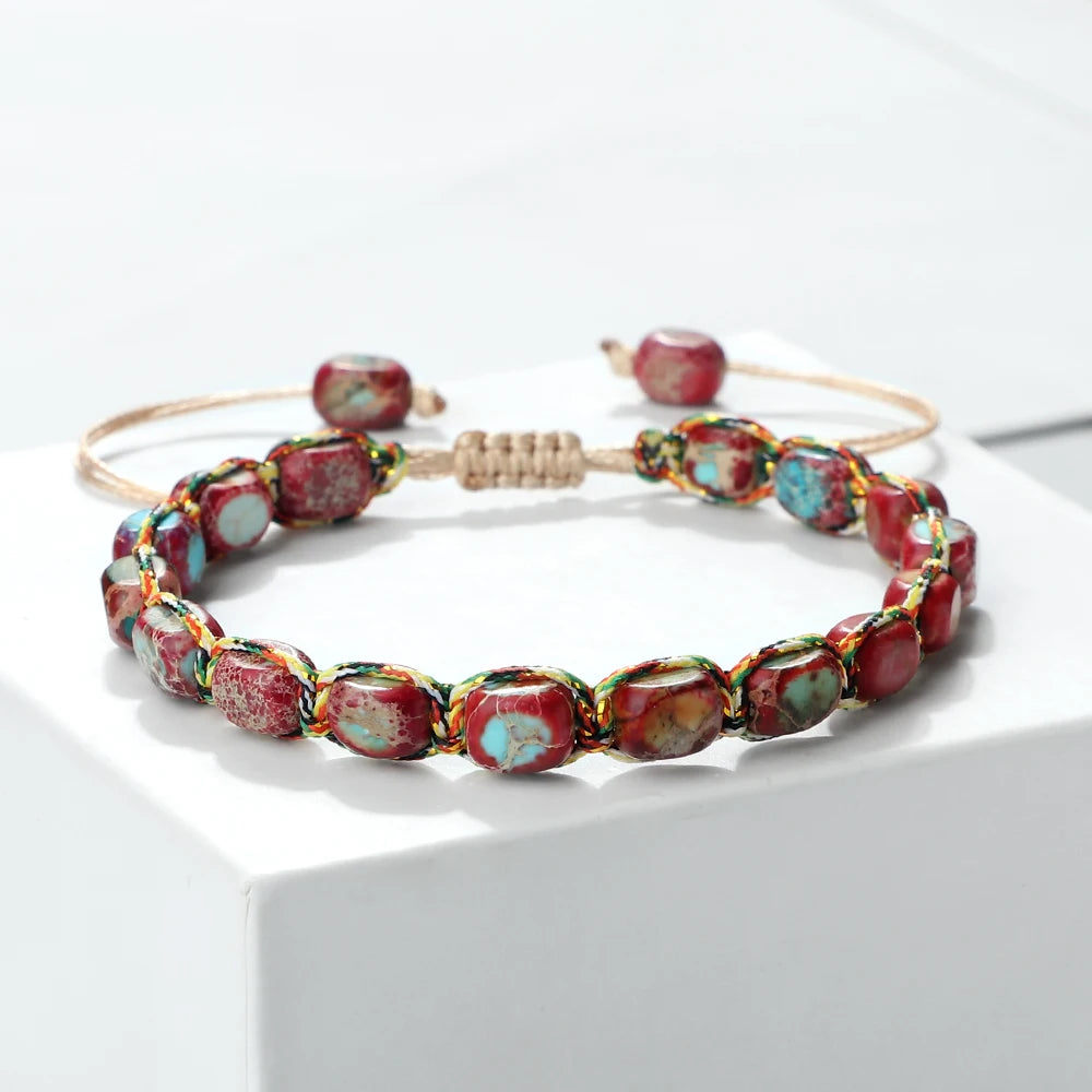 Imperial Stone Beaded Bracelet – Handmade Braided Friendship Jewelry for Women & Men