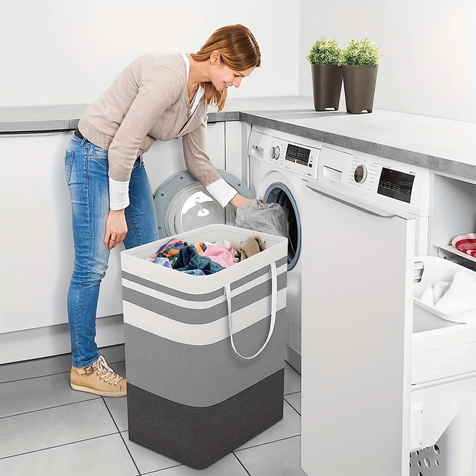 75L Collapsible Laundry Hamper with Handles