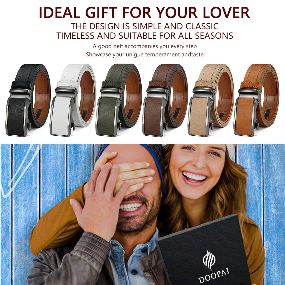 Men's Ratchet Automatic Buckle Leather Belt