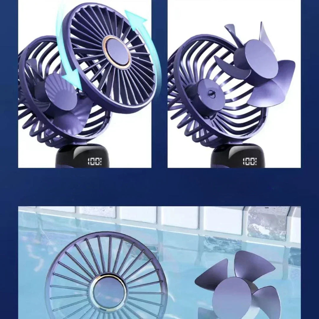 5-Speed Rechargeable Handheld Fan with LED Display & Aromatherapy