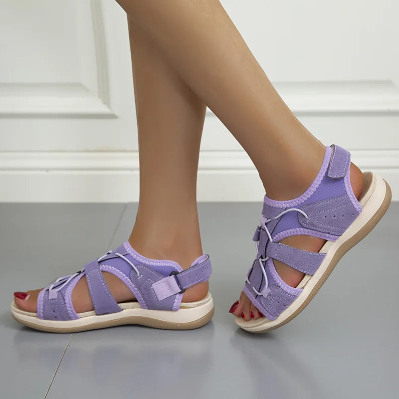 Women's Peep-Toe Flat Beach Sandals